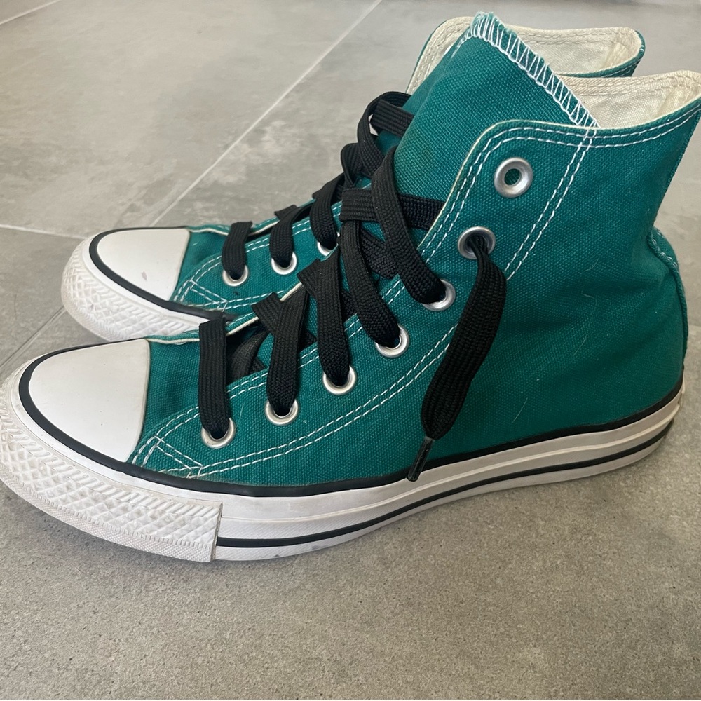 Teal high top converse all star